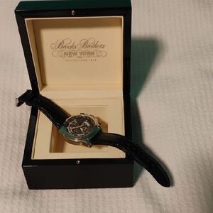 Brooks Brothers Silver Dial Black Strap Watch